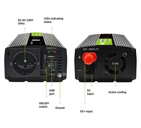 Przetwornica LCD 12V 500W/1000W Czysty sinus z wywietlaczem Przetwornica LCD 12V 500W/1000W Czysty sinus z wywietlaczem
