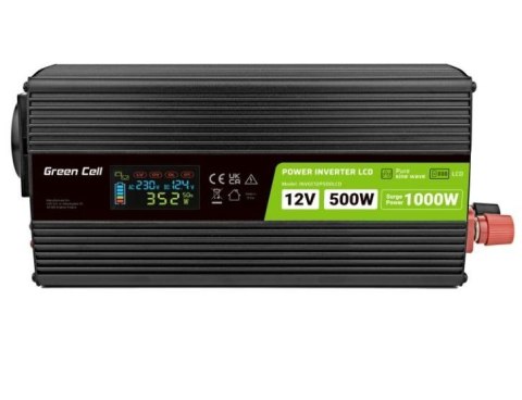 Przetwornica LCD 12V 500W/1000W Czysty sinus z wywietlaczem Przetwornica LCD 12V 500W/1000W Czysty sinus z wywietlaczem