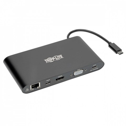 Stacja dokująca USB-C, podwójny wyświetlacz 4K HDMI/mDP, VGA, USB 3.2 Gen 1, koncentrator USB-A/C, GbE, karta pamięci, ładowanie