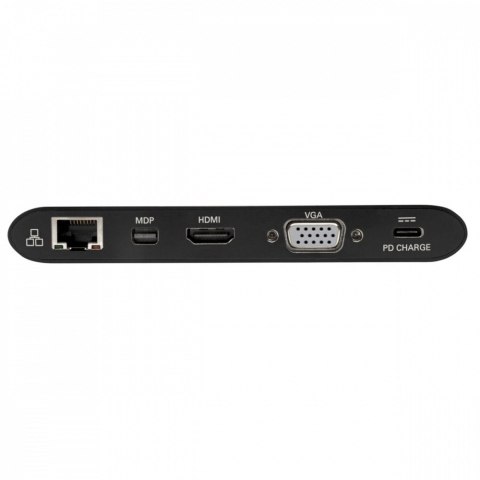 Stacja dokująca USB-C, podwójny wyświetlacz 4K HDMI/mDP, VGA, USB 3.2 Gen 1, koncentrator USB-A/C, GbE, karta pamięci, ładowanie