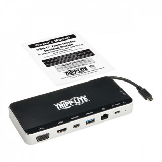 Stacja dokująca USB, potrójny wyświetlacz 4K HDMI i mDP, VGA, USB 3.2 Gen 1, koncentrator USB-A/C, GbE, ładowanie PD 60W U442-