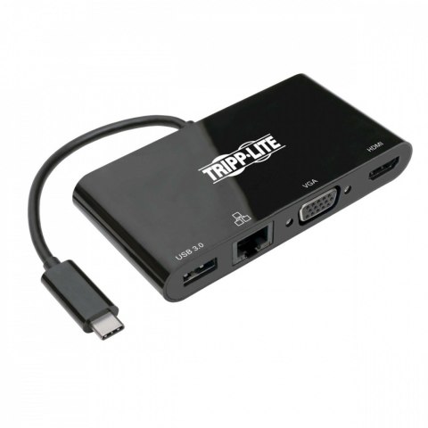 Wieloportowy adapter USB-C 4K HDMI, VGA, USB-A, GbE, HDCP U444-06N-HV4GUB Czarny Wieloportowy adapter USB-C 4K HDMI, VGA, USB-A, GbE, HDCP U444-06N-HV4GUB Czarny