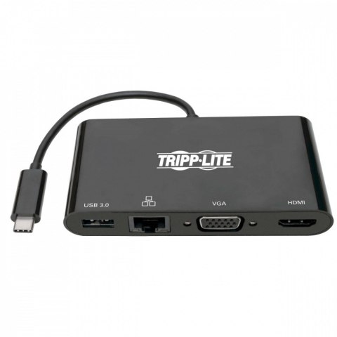 Wieloportowy adapter USB-C 4K HDMI, VGA, USB-A, GbE, HDCP U444-06N-HV4GUB Czarny Wieloportowy adapter USB-C 4K HDMI, VGA, USB-A, GbE, HDCP U444-06N-HV4GUB Czarny