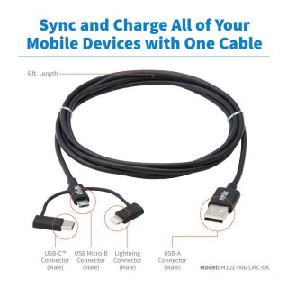 USB-A/Lightning USB Micro-B i USB-C 1.8m