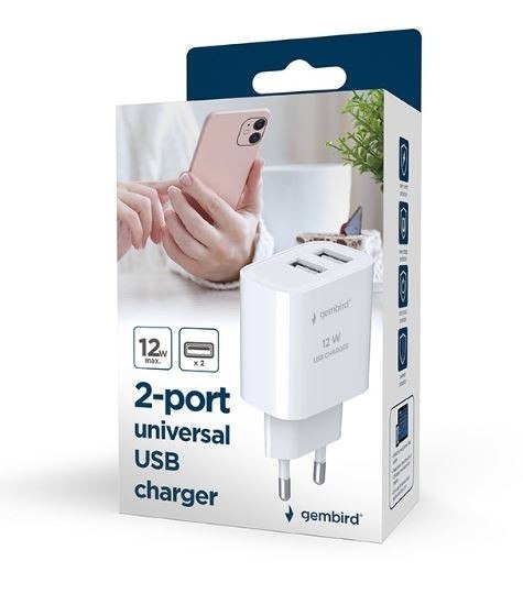 Ładowarka USB-Ax2 2.4A biała Ładowarka USB-Ax2 2.4A biała