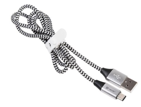 Kabel USB 2.0 TY PE-C A Male 1.0m czarno-srebrny Kabel USB 2.0 TY PE-C A Male 1.0m czarno-srebrny