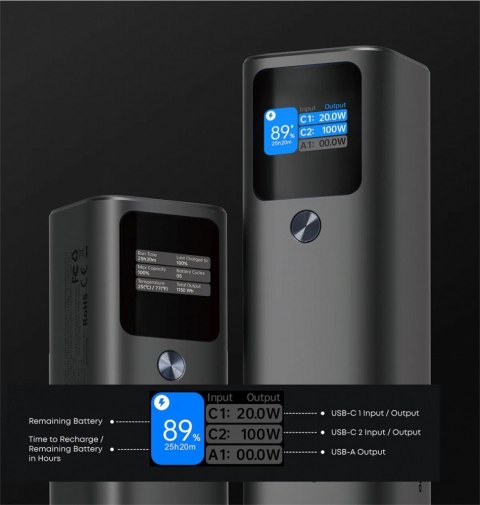 PB-Y45 Sprint X Power Bank 27600 mAh 140W 3xUSB PD 3.1 PPS 28V Smart Digital Display
