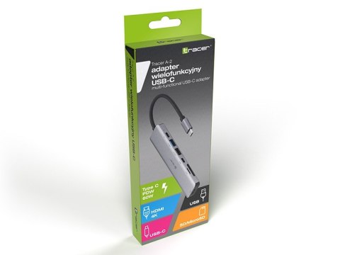 Adapter A-2, USB Type-C z czytnikiem kart, HDMI 4k, USB 3.0, PDW 60W Adapter A-2, USB Type-C z czytnikiem kart, HDMI 4k, USB 3.0, PDW 60W