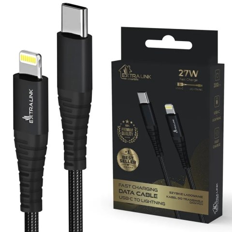Kabel USB Typ-C do Lightning Smart Life Braided 27W 2m czarny Kabel USB Typ-C do Lightning Smart Life Braided 27W 2m czarny