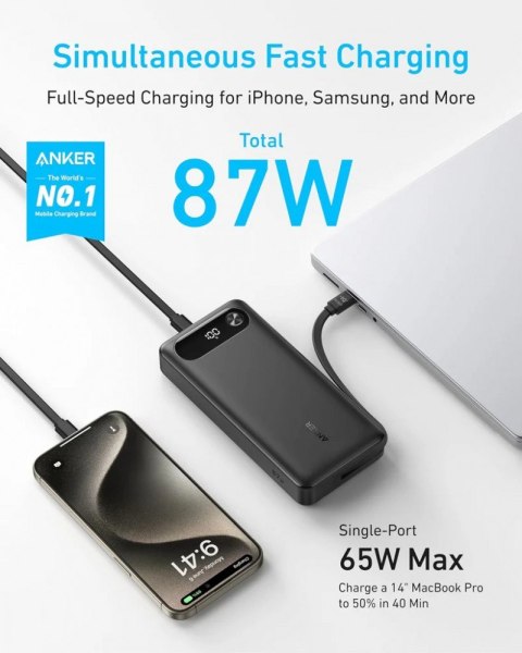 PowerBank 20000 mAh 65W 1xA 1xC + kabel
