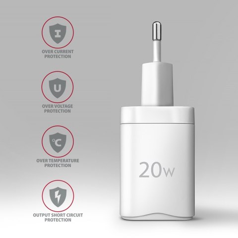 ACU-PD20W Ładowarka sieciowa PD 20W, 1x port USB-C, PD3.0/QC3.0/AFC/FCP/Apple Biała ACU-PD20W Ładowarka sieciowa PD 20W, 1x port USB-C, PD3.0/QC3.0/AFC/FCP/Apple Biała