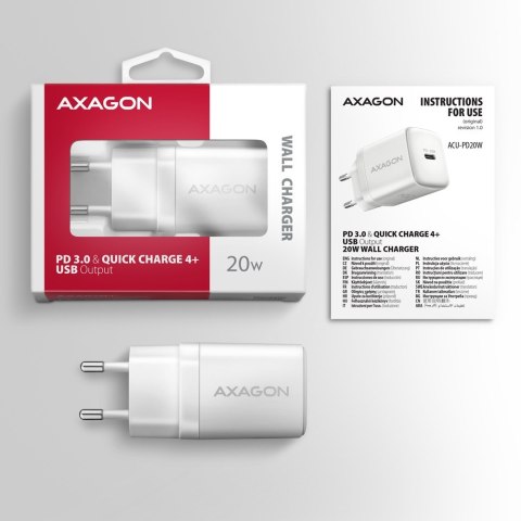 ACU-PD20W Ładowarka sieciowa PD 20W, 1x port USB-C, PD3.0/QC3.0/AFC/FCP/Apple Biała ACU-PD20W Ładowarka sieciowa PD 20W, 1x port USB-C, PD3.0/QC3.0/AFC/FCP/Apple Biała