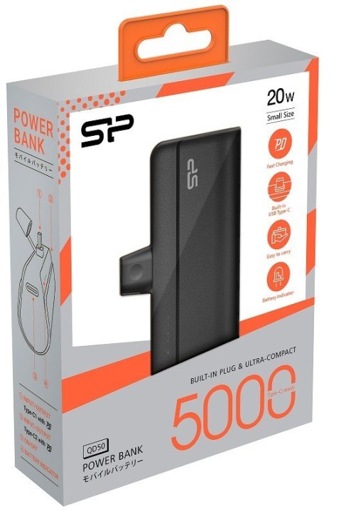 Power Bank QD50 USB-C 5000 mAh MINI czarny Power Bank QD50 USB-C 5000 mAh MINI czarny