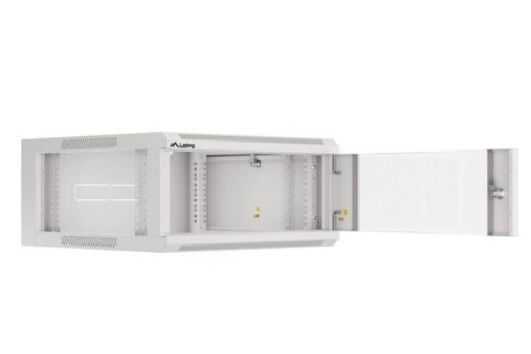 Szafa instalacyjna rack wisząca 19 cali 4U 600 szara drzwi szkalne (złożona)