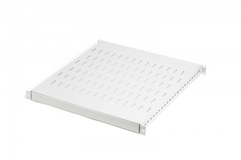 Półka do szaf regulowana 19 cali, 1U, gł. 500-900 mm, nośność 100kg, mocowanie w 4 punktach, szara, śruby w komplecie