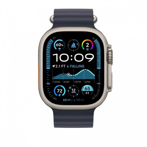 Pasek Ocean w kolorze granatu do koperty 49 mm - elementy z tytanu w kolorze naturalnym