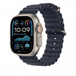 Przedłużka do paska Ocean w kolorze granatu do koperty 49 mm - elementy z tytanu w kolorze naturalnym
