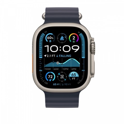 Przedłużka do paska Ocean w kolorze granatu do koperty 49 mm - elementy z tytanu w kolorze naturalnym
