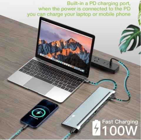 Stacja dokująca notebook USB-C na HDMI/DP/VGA/USB-A/RJ45/SD/USB-C PD