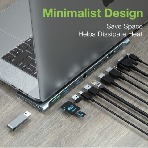 Stacja dokująca notebook USB-C na HDMI/DP/VGA/USB-A/RJ45/SD/USB-C PD