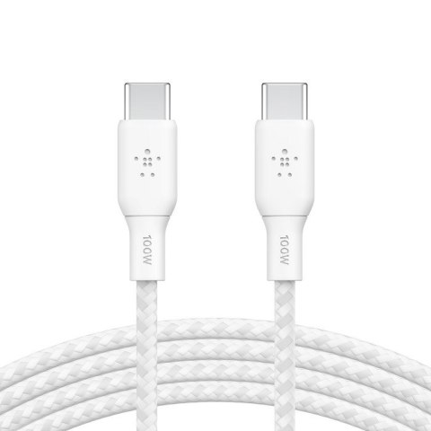 Kabel w oplocie USB-C do USB-C 100W 2m biały