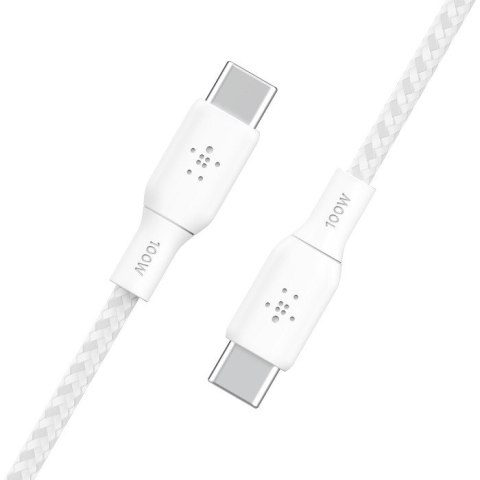 Kabel w oplocie USB-C do USB-C 100W 2m biały