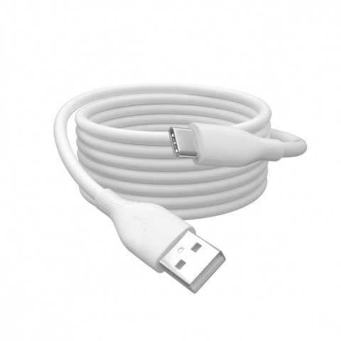Kabel połączeniowy silikonowy USB-A - USB-C, USB 2.0 60W, 2m Biały