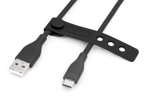 Kabel połączeniowy silikonowy USB-A - USB-C, USB 2.0 60W, 2m Czarny