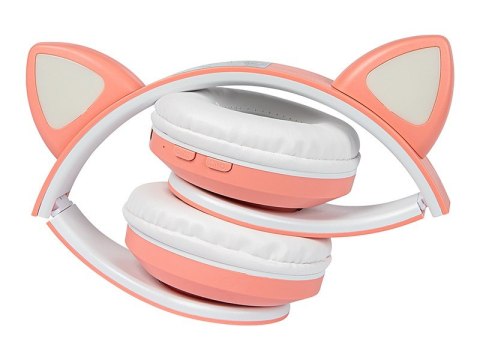 Słuchawki bezprzewodowe Bluetooth 5.0 LED dla dzieci różowe uszy Słuchawki bezprzewodowe Bluetooth 5.0 LED dla dzieci różowe uszy