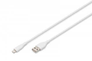 Kabel połączeniowy silikonowy USB-A - Lightning, USB 2.0 12W, certyfikat MFI, 1m Biały