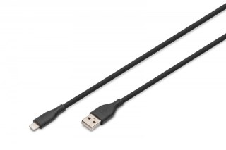 Kabel połączeniowy silikonowy USB-A - Lightning, USB 2.0 12W, certyfikat MFI, 1m Czarny