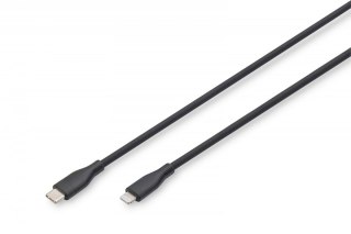 Kabel połączeniowy silikonowy USB-C - Lightning, USB 2.0 60W, certyfikat MFI, 0,5m Czarny