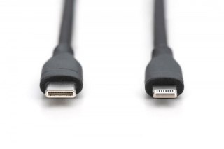 Kabel połączeniowy silikonowy USB-C - Lightning, USB 2.0 60W, certyfikat MFI, 0,5m Czarny