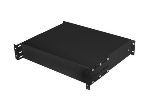 Szuflada do szaf 19 cali 2U 360mm czarna 2U/483x360mm udźwig do 90kg montaż 4 punktowy