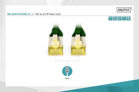 Patch cord S/FTP kat.6A LSOH 0,25m Zielony