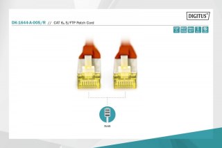 Patch cord S/FTP kat.6A LSOH 0,5m Czerwony