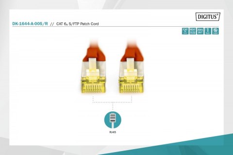Patch cord S/FTP kat.6A LSOH 0,5m Czerwony