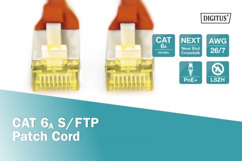 Patch cord S/FTP kat.6A LSOH 0,5m Czerwony