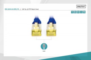 Patch cord S/FTP kat.6A LSOH 0,5m Niebieski