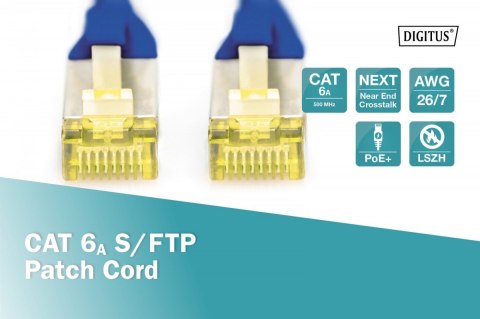 Patch cord S/FTP kat.6A LSOH 0,5m Niebieski