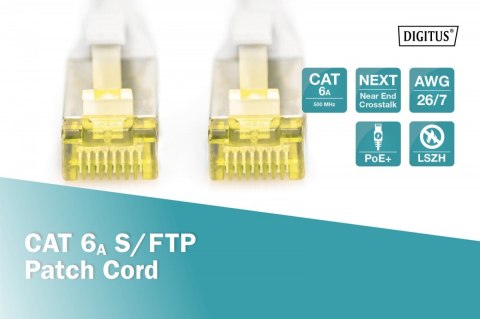 Patch cord S/FTP kat.6A LSOH 0,5m Szary