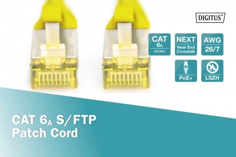 Patch cord S/FTP kat.6A LSOH 0,5m Żółty