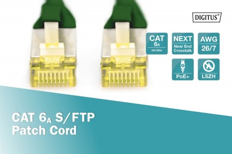 Patch cord S/FTP kat.6A LSOH 1m Zielony
