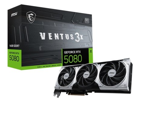 Karta graficzna GeForce RTX 5080 VENTUS 3X OC PLUS 16G GDDR7 256bit 3DP/HDMI Karta graficzna GeForce RTX 5080 VENTUS 3X OC PLUS 16G GDDR7 256bit 3DP/HDMI