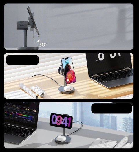 LC-MC311 3w1 Qi2 15W ładowarka bezprzewodowa MagSafe + ładowarka PD 30W LC-MC311 3w1 Qi2 15W ładowarka bezprzewodowa MagSafe + ładowarka PD 30W