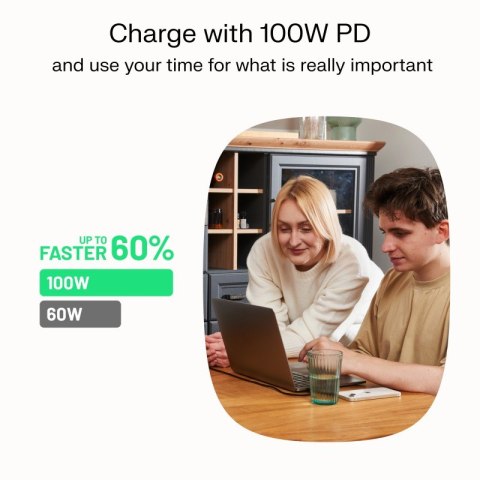 Kabel USB-C-USB-C PowerFlex 100W silikonowy 2m czarny Kabel USB-C-USB-C PowerFlex 100W silikonowy 2m czarny