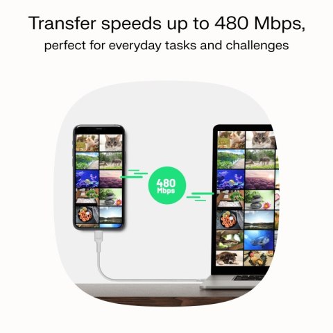 Kabel USB-C-USB-C PowerStream 100W oplot 2m biały
