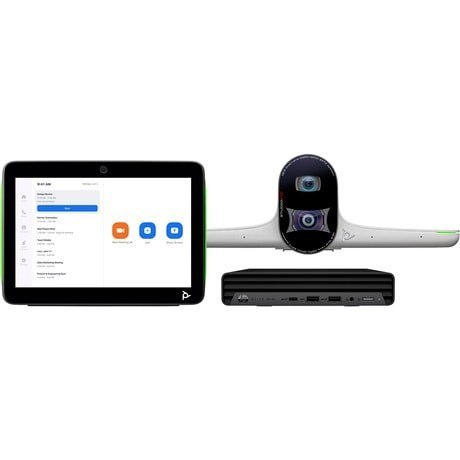Pakiet Studio do dużych sal, przeznaczony do współpracy z usługą Zoom Rooms: Kamera inteligentna Studio E70 i komputer HP z TC10
