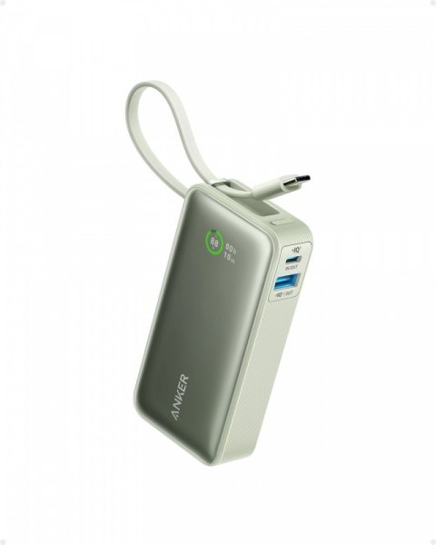 Powerbank 545 NANO 30W 10000mAh z wbudowanym kablem USB-C, zielony Powerbank 545 NANO 30W 10000mAh z wbudowanym kablem USB-C, zielony