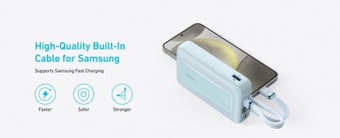 Powerbank ZOLO 20000mAh 30W wbudowany kabel USB-C oraz USB-Lightning, niebieski Powerbank ZOLO 20000mAh 30W wbudowany kabel USB-C oraz USB-Lightning, niebieski